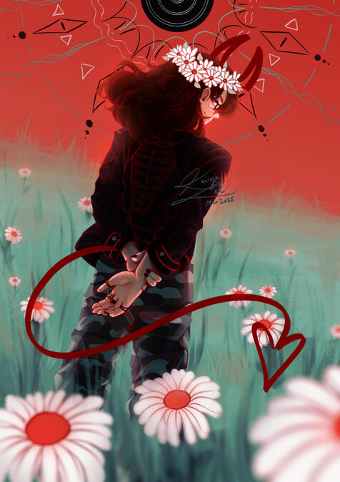 white flowers black sun